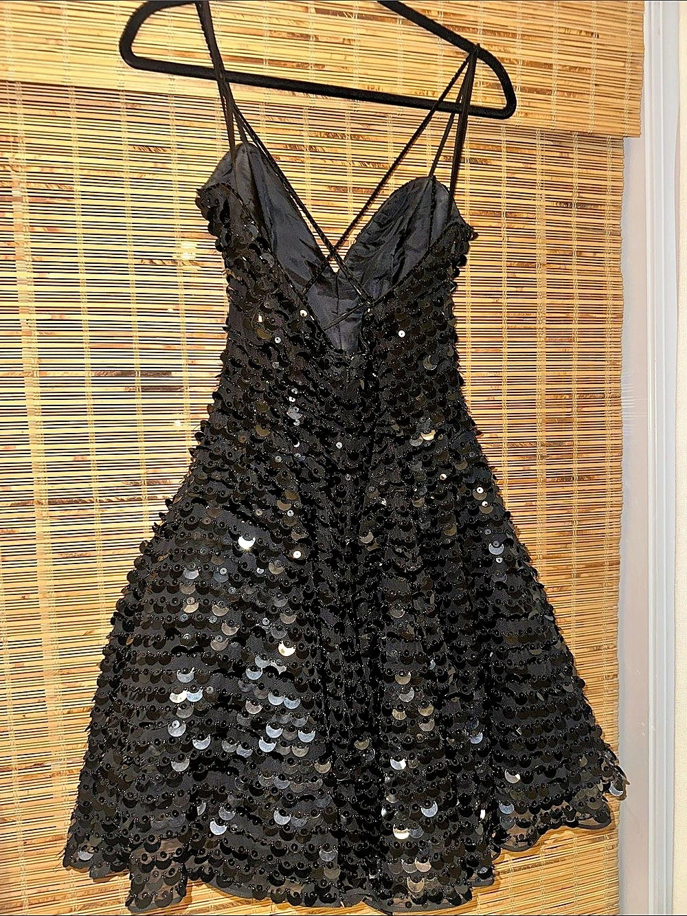 Stunning!✨ Vintage Y2K "Niteline" Black Sequin Mini Formal Cocktail Party Dress - Picture 3 of 9